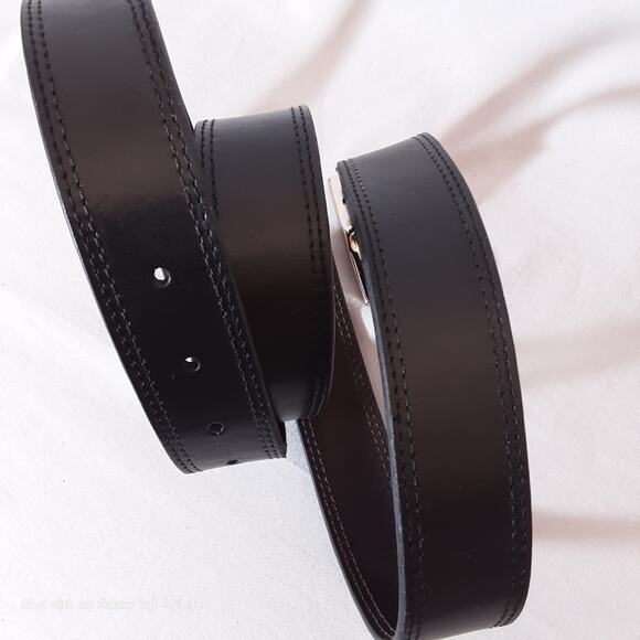 Dickies Genuine Leather Belt 44 Waist Black Double Border Stitch Detail - Picture 7 of 11